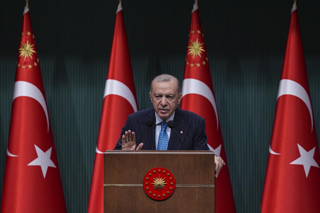 President Recep Tayyip Erdogan makes a statement to the press members after chairing the Cabinet Meeting held at the Presidential Complex in Ankara, Türkiye on June 2, 2025. (AA Photo)