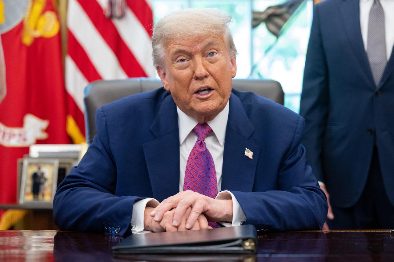 US President Donald Trump speaks about the upcoming wildfire and hurricane seasons in the Oval Office of the White House in Washington, DC, on June 10, 2025. (AFP Photo)