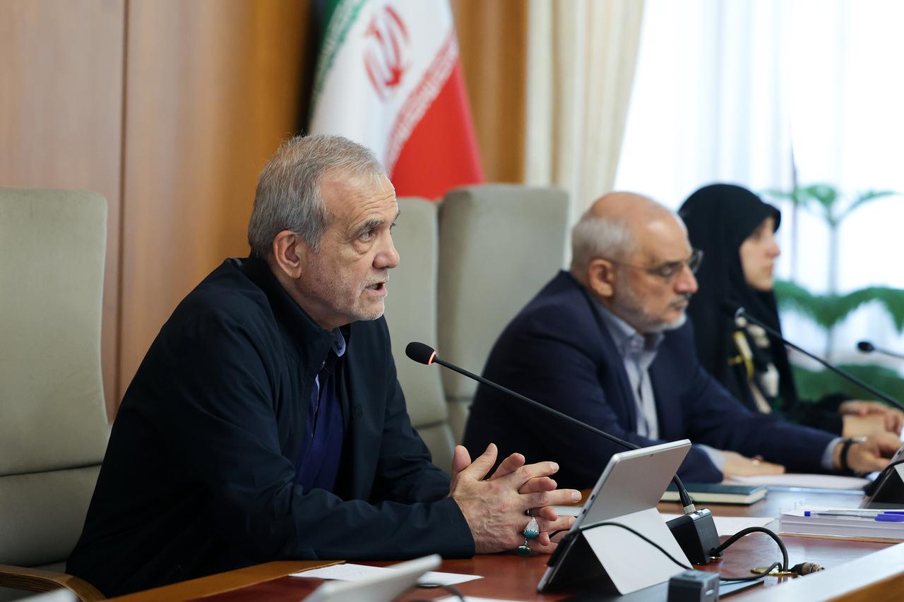 Iranian President Masoud Pezeshkian meets cabinet members at the Presidential Palace in Tehran, Iran on June 15, 2025. (Iranian Presidency - Anadolu Agency)