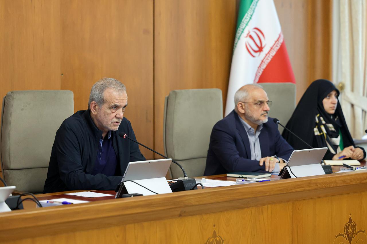 Iranian President Masoud Pezeshkian meets cabinet members at the Presidential Palace in Tehran, Iran on June 15, 2025. ( Iranian Presidency - Anadolu Agency )