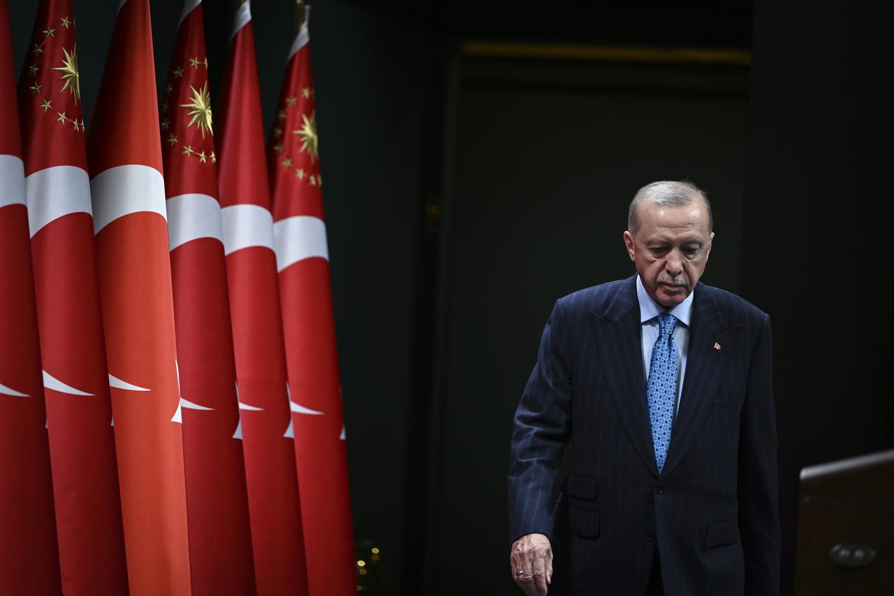 President Recep Tayyip Erdogan makes a statement to the press members after chairing the cabinet meeting held at the Presidential Complex in Ankara, Türkiye on June 16, 2025. (AA Photo)