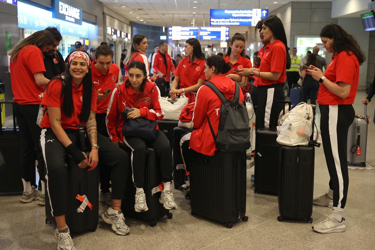 Turkish National Womens Basketball Team arrive at Athens for the 2025 FIBA European Championship in Greece on June 16, 2025. (AA Photo)