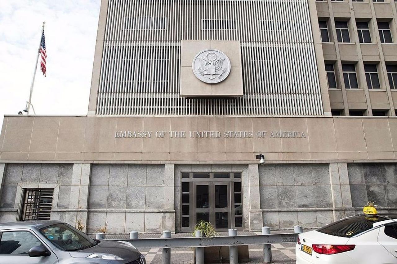 The US Embassy in Tel Aviv, Israel, accessed on 16 June, 2025. (AFP Photo)