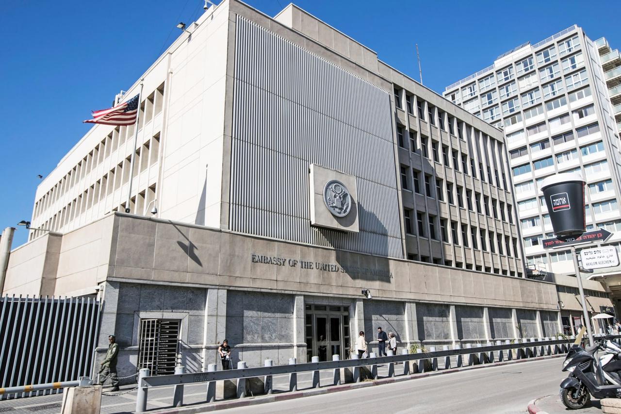 The US Embassy in Tel Aviv, Israel, accessed on 16 June, 2025. (AFP Photo)