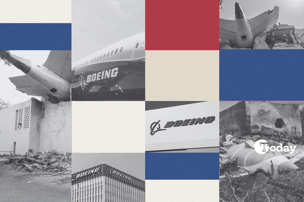 Photo collage of images of the Boeing company, its airplanes and the recent Indian crash, June 16, 2025. (Photo collage by Türkiye Today team)