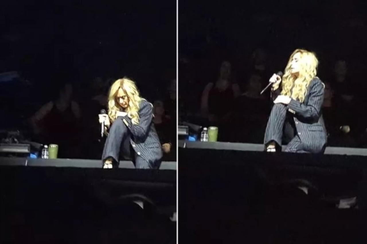A collage of images showing moments when Lara Fabian fell ill during her concert in Istanbul, Türkiye, June 2025. (Photo collage by bursadabugun.com)