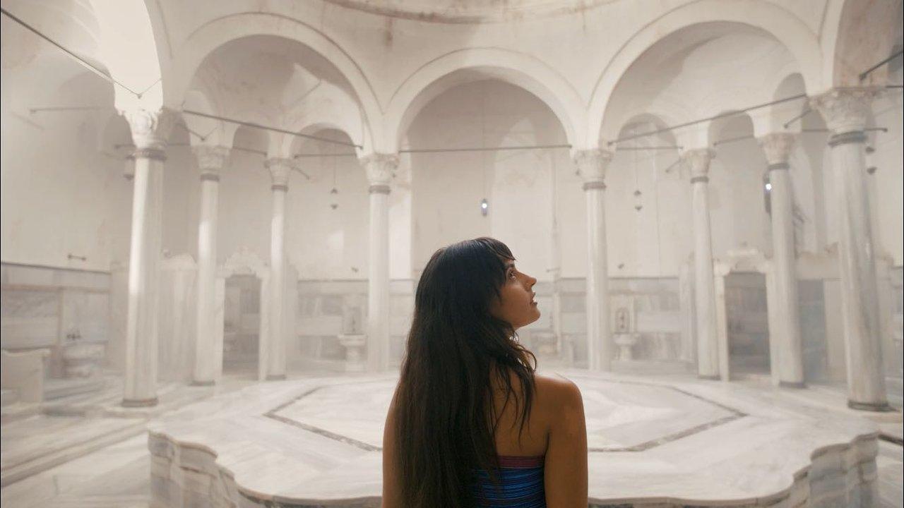 A woman in the historical Cagaloglu Hamam, Istanbul, Türkiye. (Photo via Istanbul Hamam)