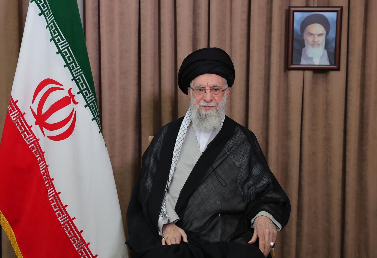 Iranian Supreme Leader Ali Khamenei addresses the nation on Iranian state television broadcast in Tehran, Iran on June 13, 2025.  (AA Photo)