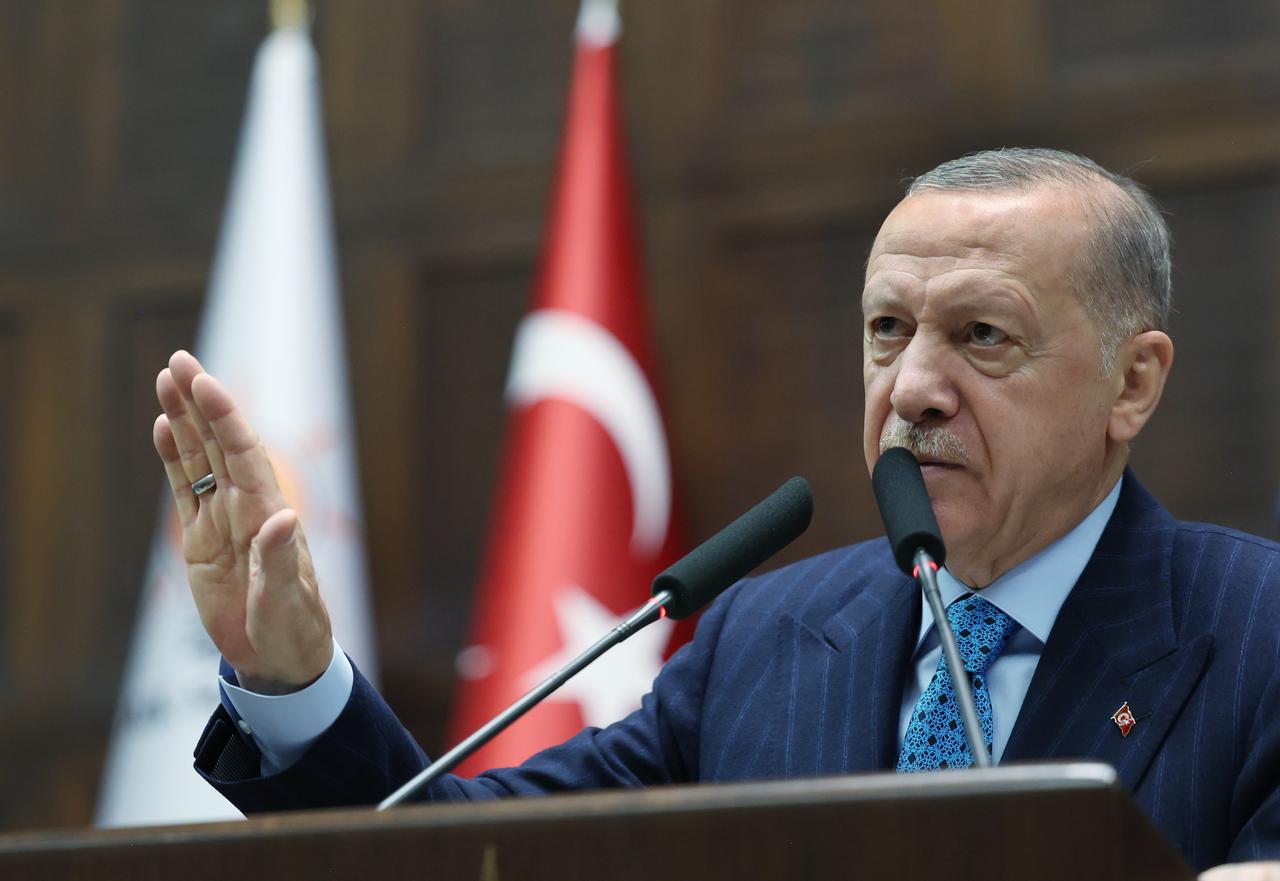 President and Leader of the Justice and Development (AK) Party Recep Tayyip Erdogan delivers a speech during his partys parliamentary group meeting in Ankara, Türkiye on June 18, 2025. (TUR Presidency/Murat Kula - Anadolu Agency)