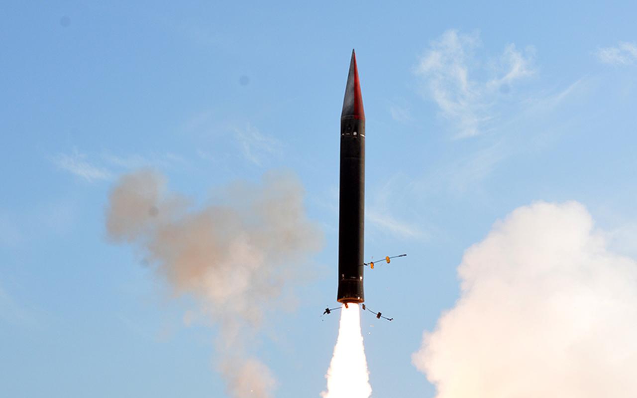 Israel's Arrow 3 anti-ballistic missile interceptor was launched at an unspecified time. (Photo via Israel Aerospace Industries)