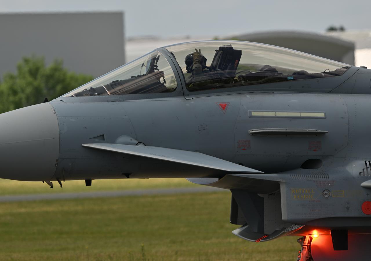An Eurofighter performs during the 55th edition of the International Paris Air Show at Paris–Le Bourget Airport in Le Bourget, north of Paris on June 16, 2025. (AA Photo)