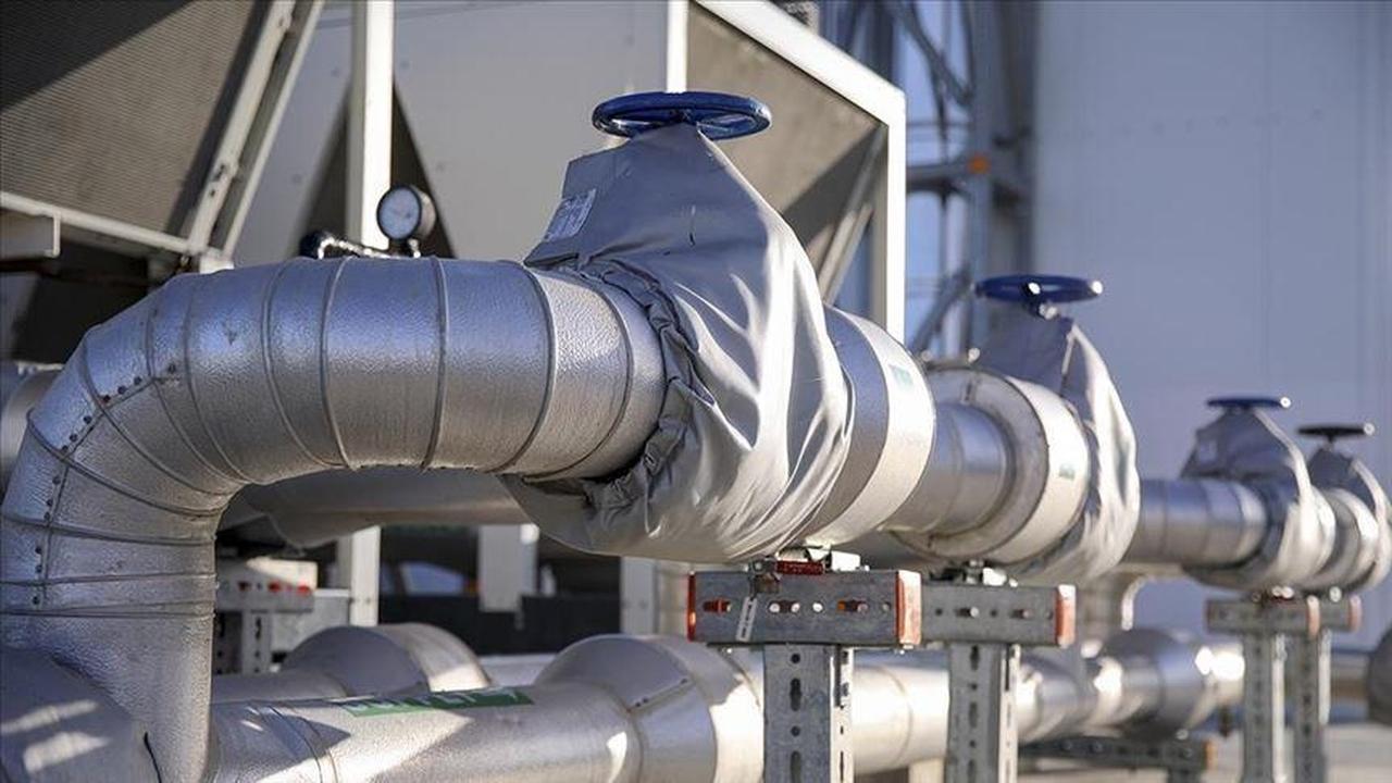 Close-up view of insulated natural gas pipelines at a processing facility in Türkiye, accessed pn June 18, 2025. (AA Photo)