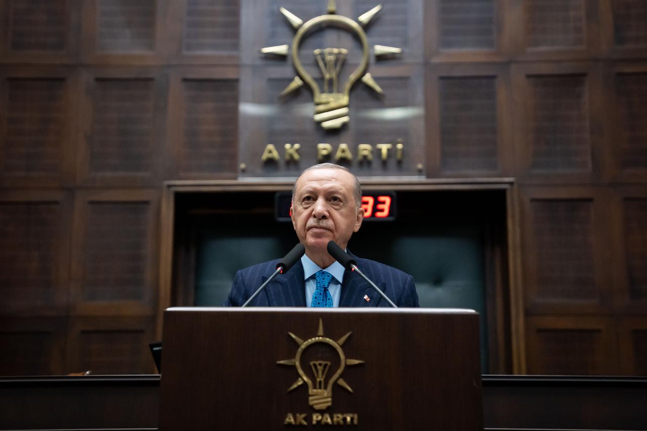 Turkish President and Leader of the Justice and Development (AK) Party Recep Tayyip Erdogan delivers a speech during his party's parliamentary group meeting in Ankara, Türkiye on June 18, 2025. (AA Photo)