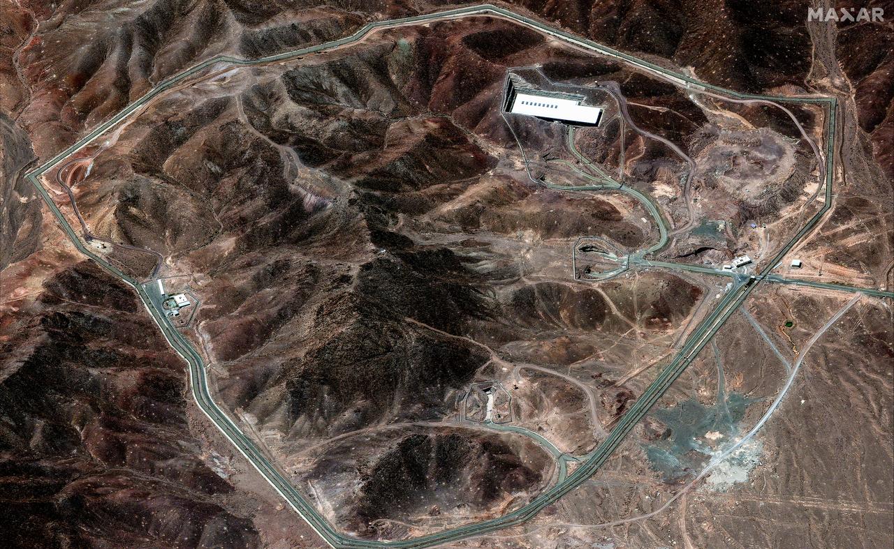 This handout satellite image provided by Maxar Technologies shows the Fordow Fuel Enrichment Plant in central Iran on June 14, 2025.  (Photo by Satellite image ©2025 Maxar Technologies / AFP)