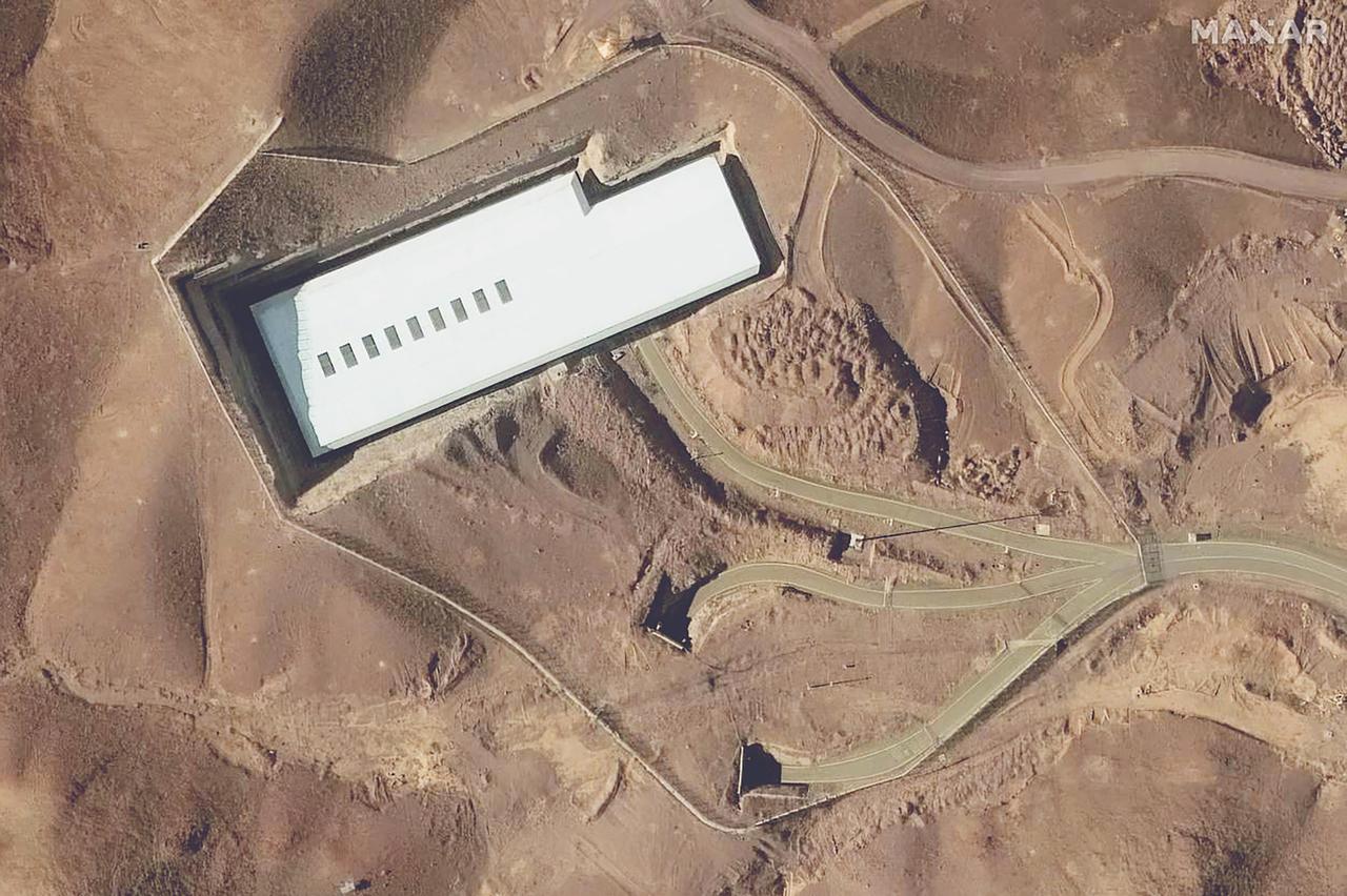 This handout satellite image provided by Maxar Technologies and taken on February 12, 2025 shows an overview of the Fordo (Fordow) uranium enrichment facility, south of the capital Tehran. (Photo by Satellite image ©2021 Maxar Technologies / AFP)
