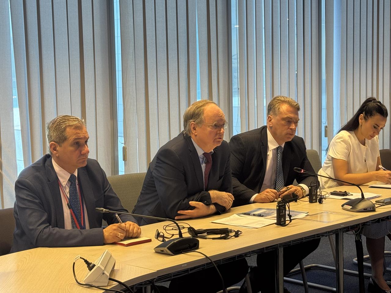 Christian Berger, Director of the European External Action Service (EEAS) Crisis Response Center, speaks during the press conference at the EEAS office in Brussels and answered their questions in Brussels, Belgium on June 19, 2025. (AA Photo)