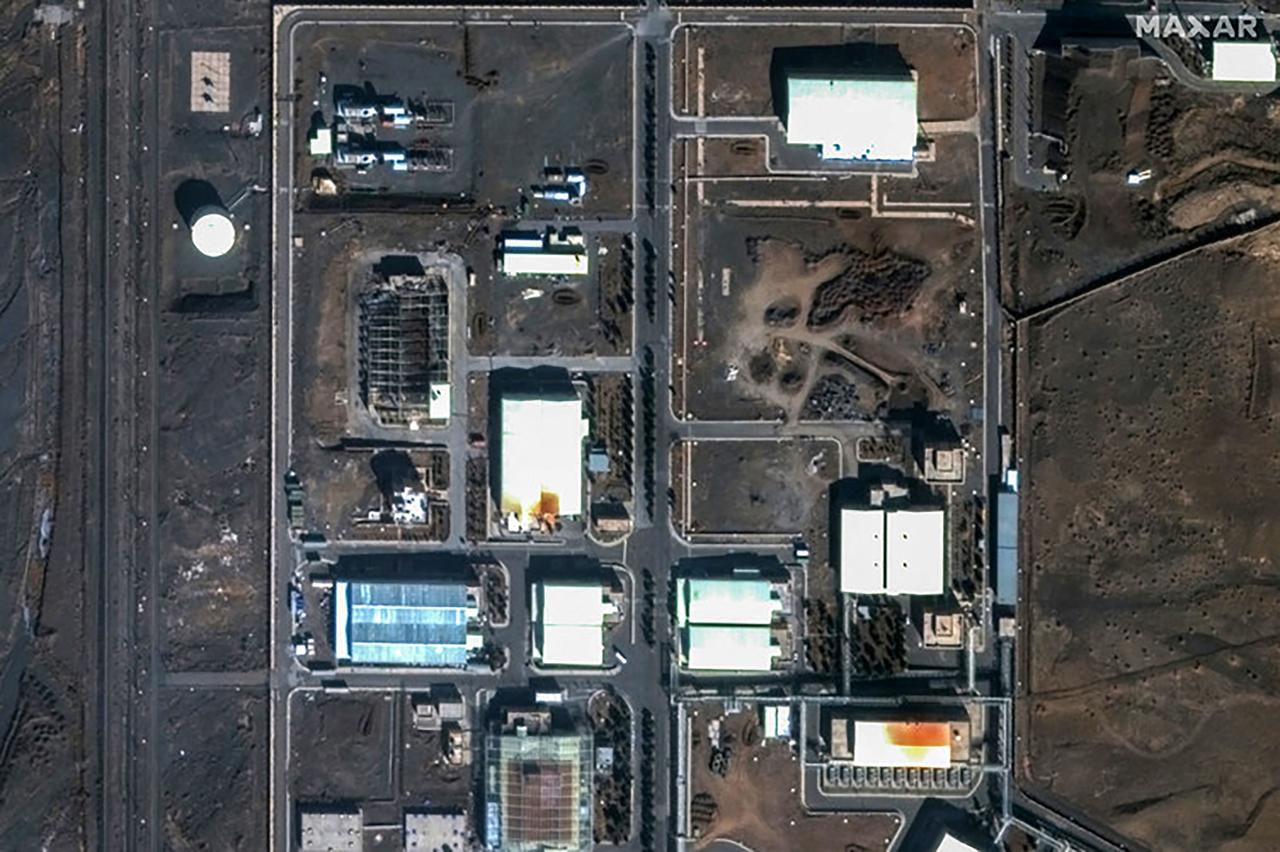 Satellite image shows Iran’s Natanz nuclear facility (Shahid Ahmadi Roshan) near Ahmadabad ahead of Israeli strike, Ahmadabad, Iran, June 14, 2025. (Photo by Stephen A. Wood / Satellite image ©2021 Maxar Technologies / AFP)