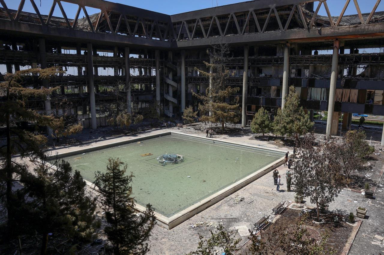 This picture shows the heavily damaged building of the Islamic Republic of Iran Broadcasting (IRIB) after it was hit a few days earlier in an Israeli strike, in Tehran, on June 19, 2025. (AFP Photo)
