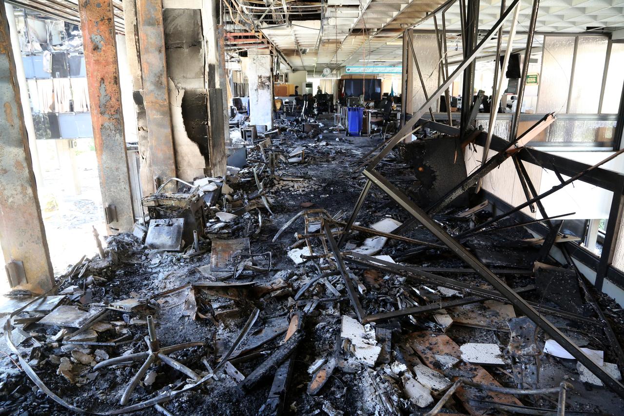 A view of the damage is seen at the building and studios of the Iranian Radio and Television Broadcasting Corporation (IRIB) headquarters after it was reportedly targeted by an Israeli strike in Tehran, Iran on June 19, 2025. (AA Photo)
