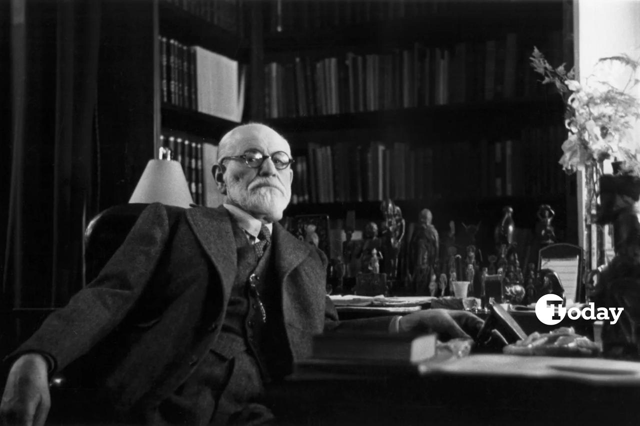 Sigmund Freud in his study at Berggasse 19 in Vienna, Austria. (Freud Museum London)