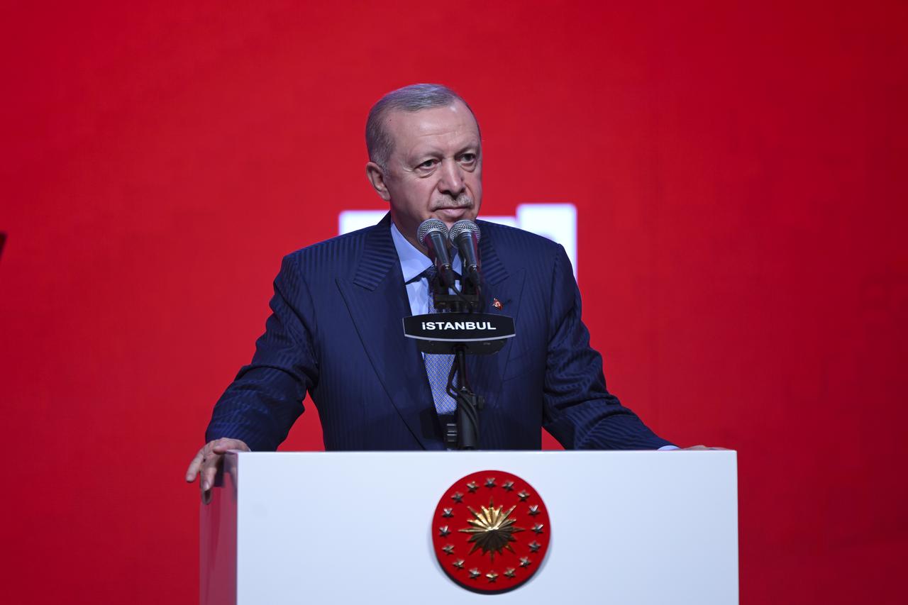 President Recep Tayyip Erdogan makes a speech during the Turkish Youth Summit at Istanbul Congress Center in Istanbul, Türkiye on May 31, 2025. (AA Photo)