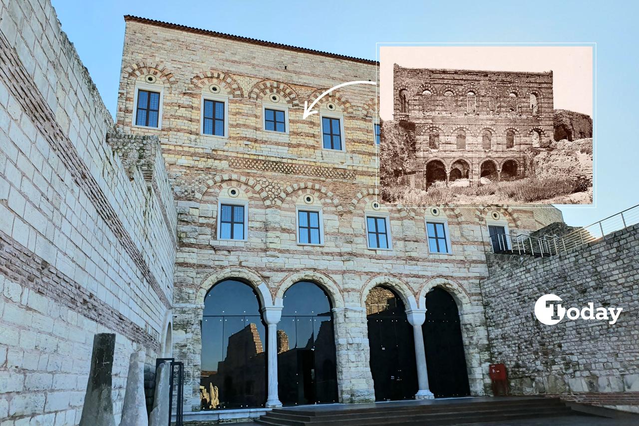 Palace of the Porphyrogenitus (Tekfur Palace) after restoration in Istanbul, Türkiye, Feb. 18, 2020. (Photo collage by Türkiye Today team)