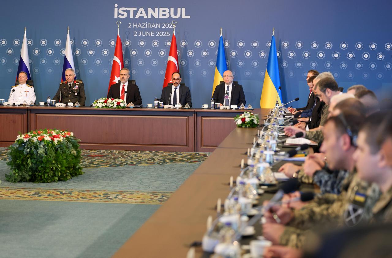 Turkish Foreign Minister Hakan Fidan chairs Turkiye-Russia-Ukraine Trilateral Meeting in Istanbul, Türkiye on June 02, 2025. (AA Photo)