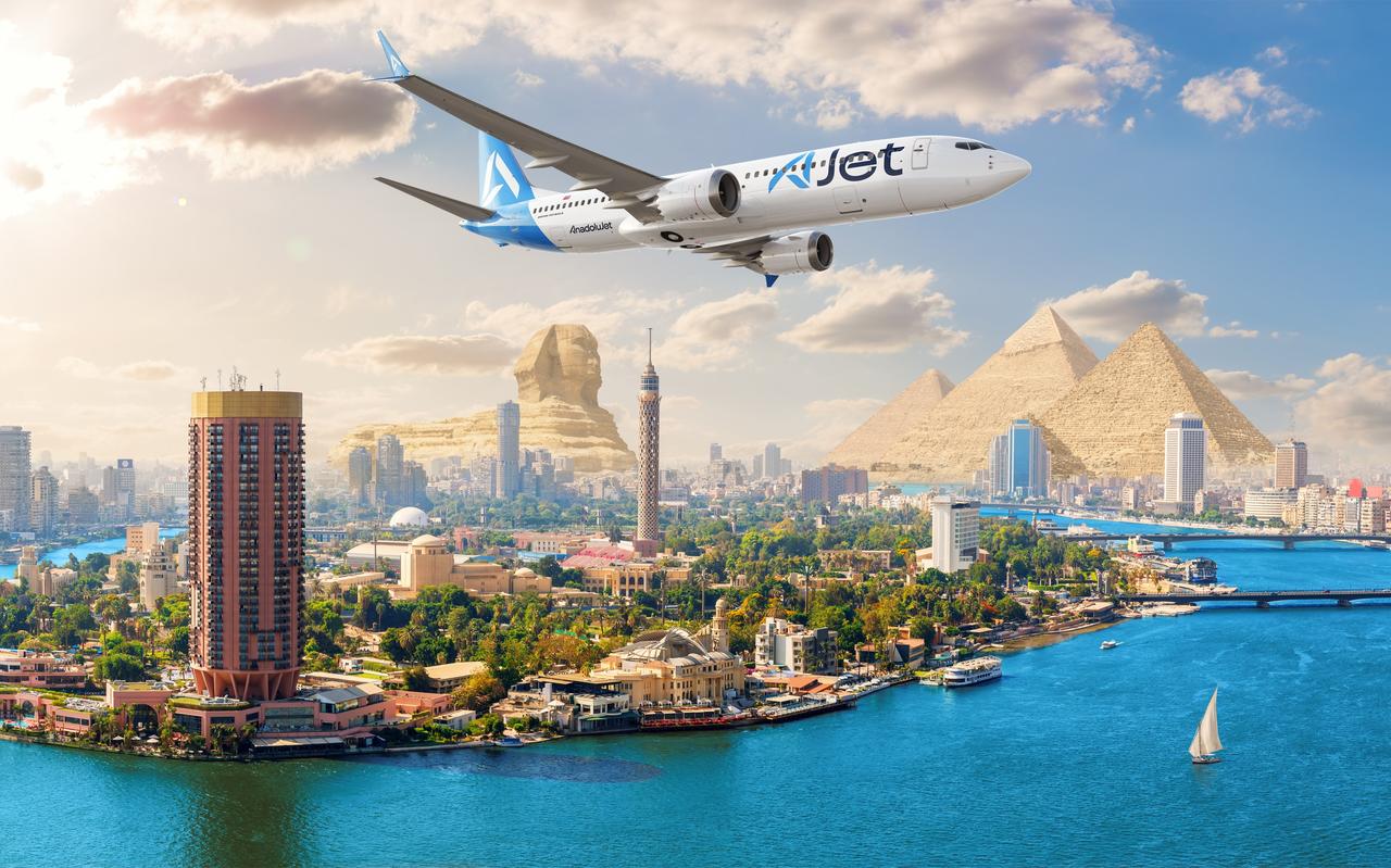 A collage depicting AJets new route to Egypts capital Cairo. (Source: AJet)