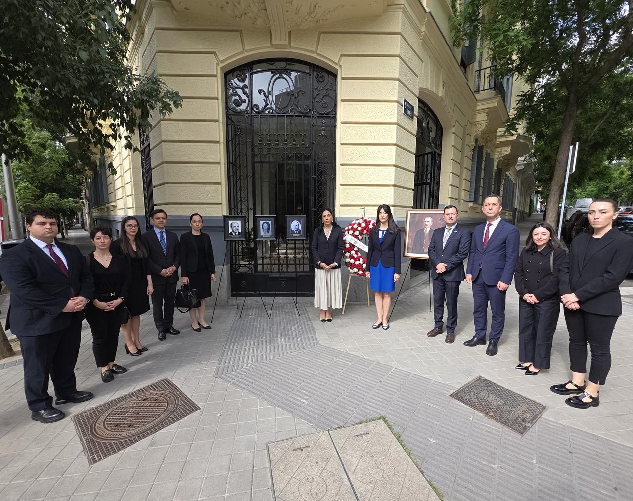 The ceremony was attended by Türkiye’s Ambassador to Madrid, Nuket Kucukel Ezberci (center), along with Turkish diplomats and military attachés serving in Madrid on 2 June, 2025. (AA Photo)