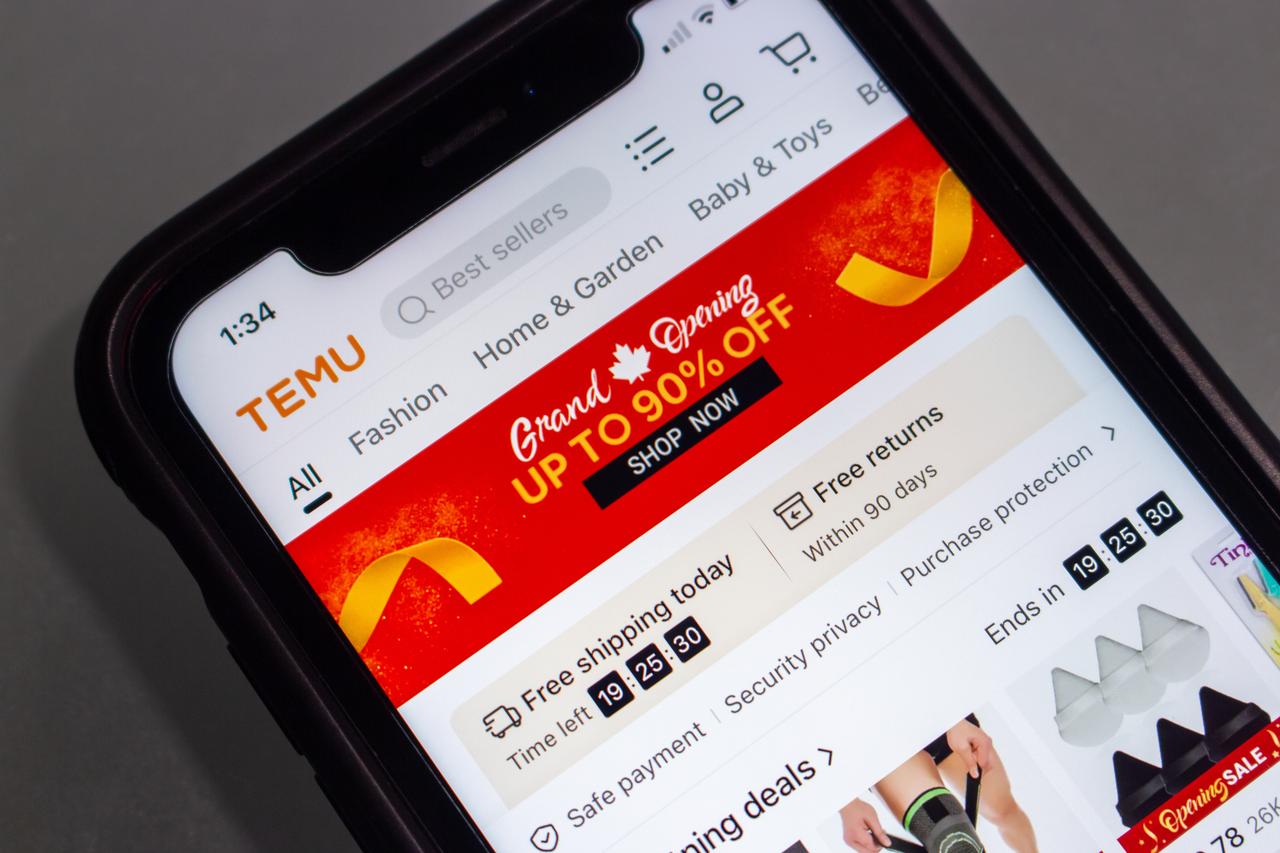 The U.S-based online marketplace Temu's website is seen on an iPhone screen, accessed on June 20, 2025. (Adobe Stock Photo)