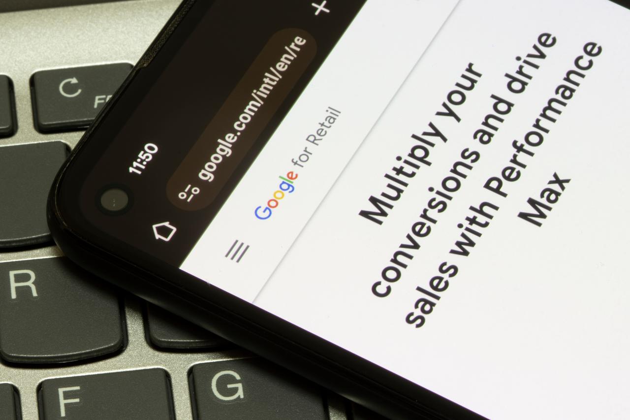 A smartphone displays Google’s Performance Max campaign introduction, in Portland, U.S., Jan. 20, 2024. (Adobe Stock Photo)