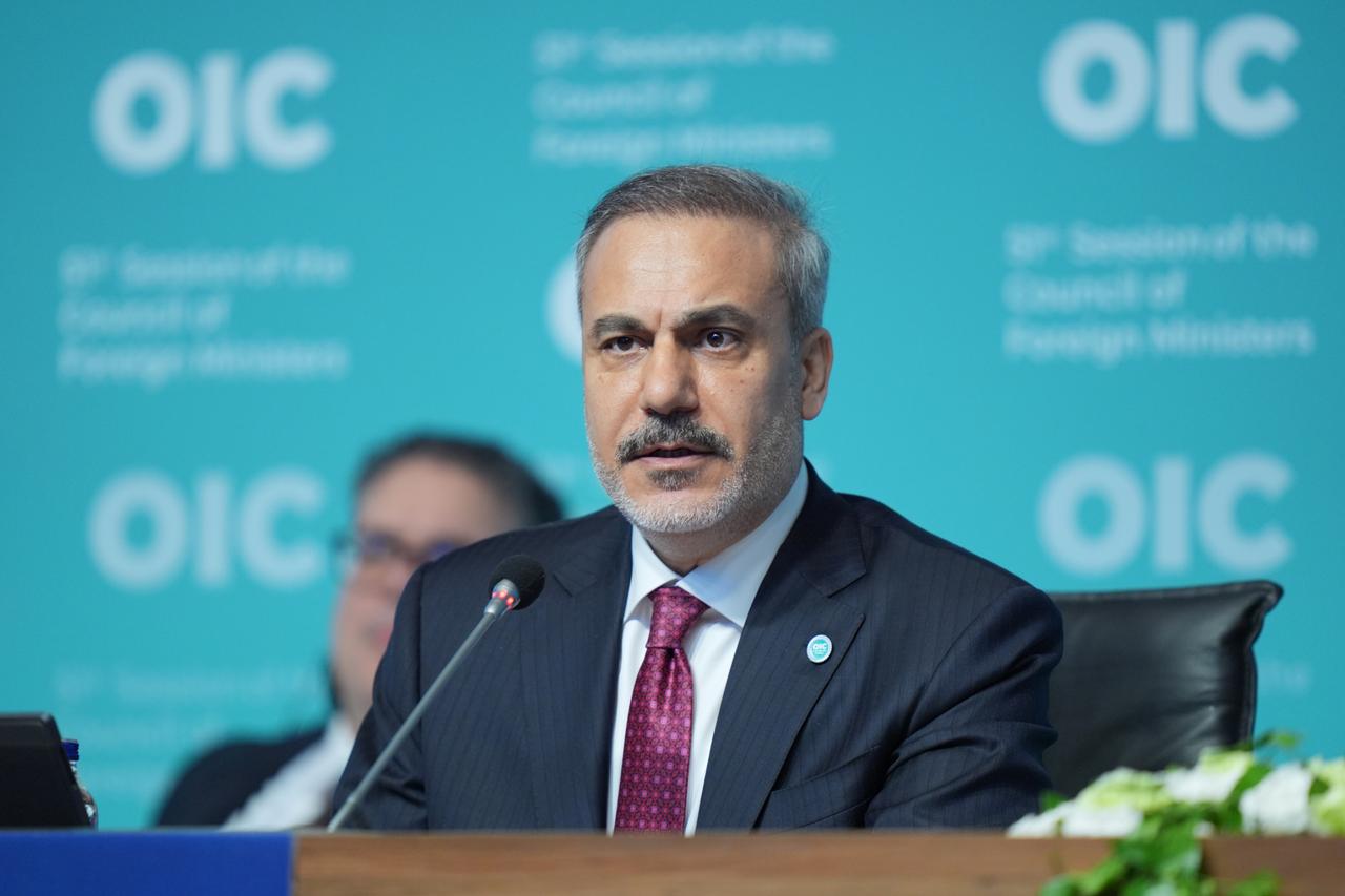 Turkish Foreign Minister Hakan Fidan attends during the 51st Meeting of the Council of Foreign Ministers of the Organization of Islamic Cooperation (OIC) in Istanbul, Türkiye, on June 21, 2025. (AA Photo)