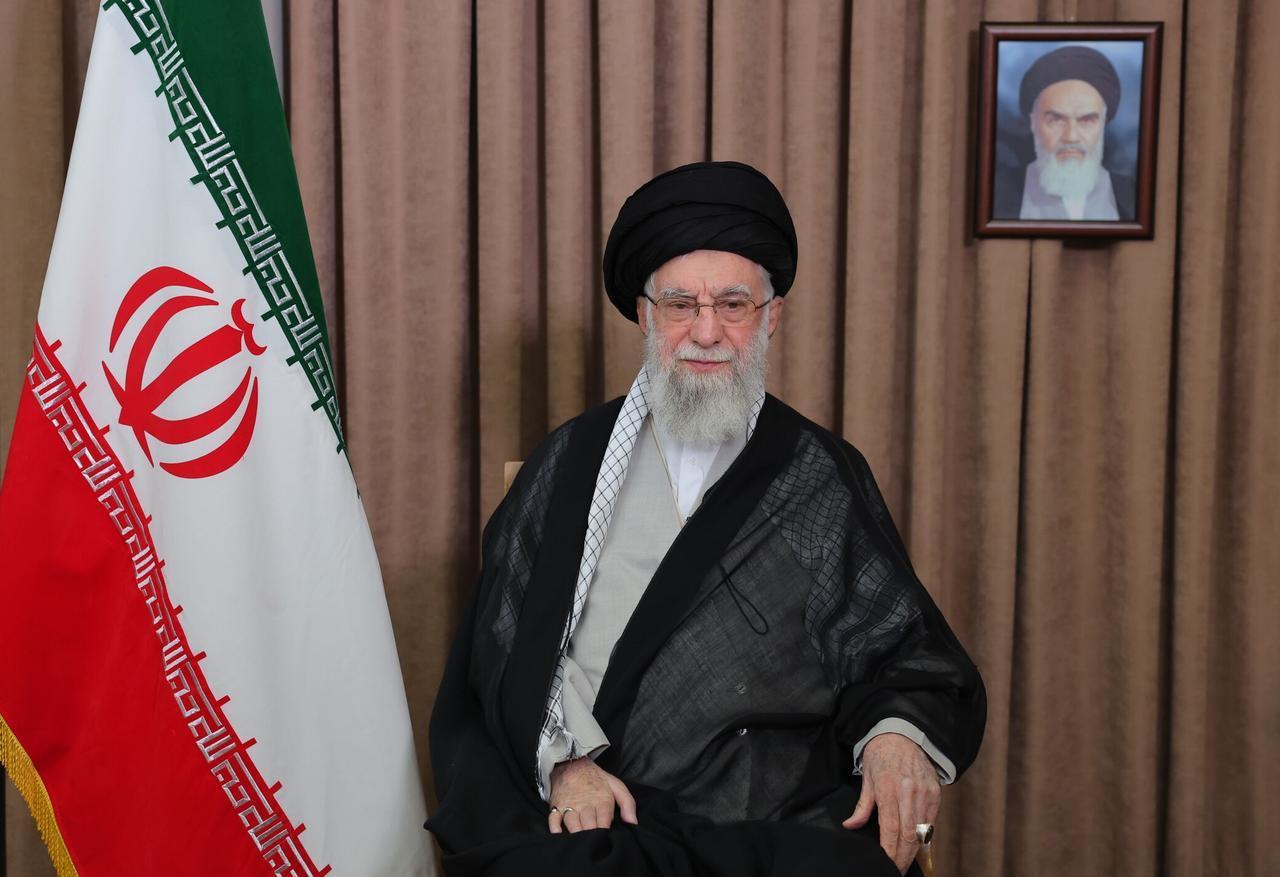 Iranian Supreme Leader Ali Khamenei addresses the nation on Iranian state television broadcast in Tehran, Iran on June 13, 2025.  (AA Photo)