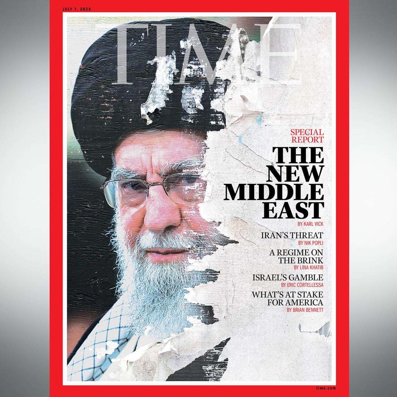 Photo shows Time magazine’s latest cover featuring Iranian Supreme Leader Ali Khamenei with the headline “The New Middle East,” accessed June 21, 2025. (Photo via X / @TIME)