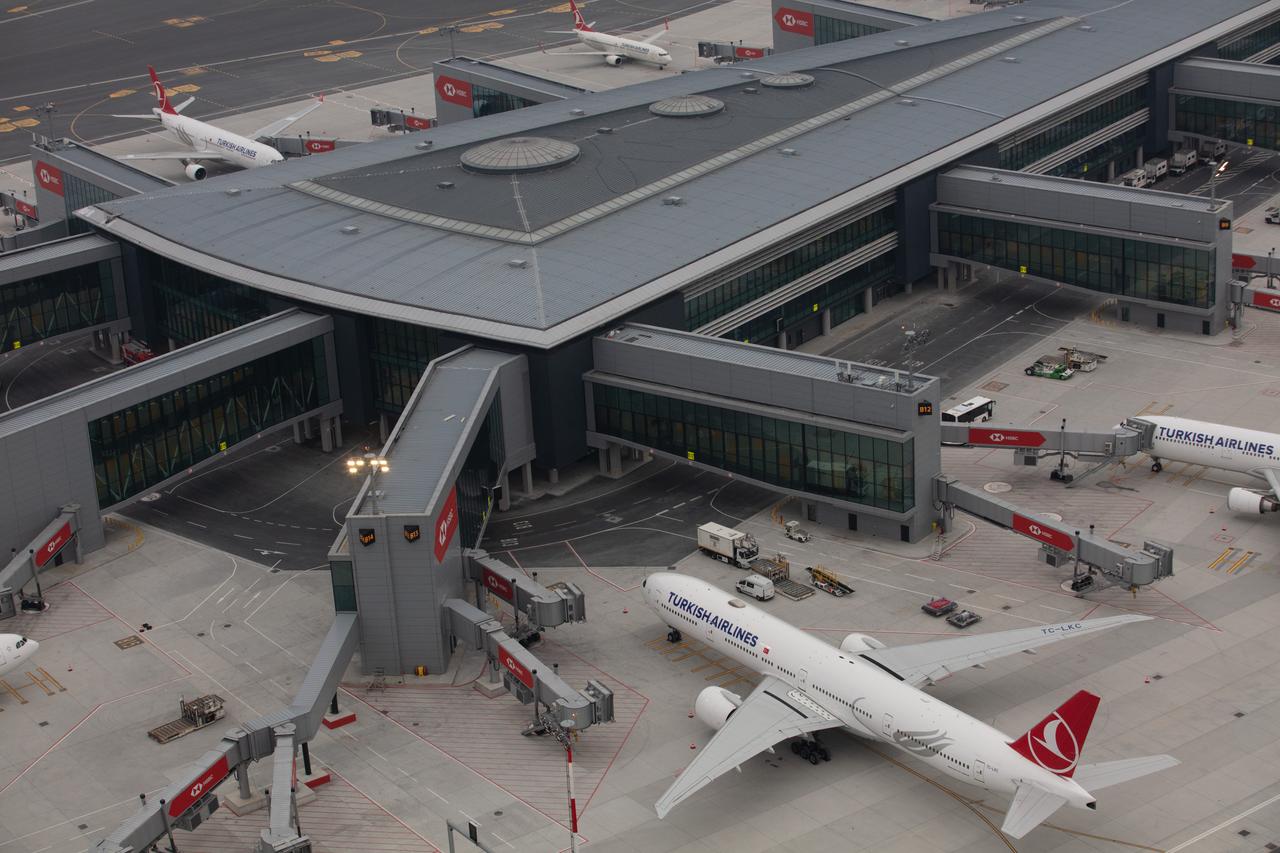 Turkish Airlines aircraft are seen parked at gates at Istanbul Airport on October 8, 2023. (Adobe Stock Photo)