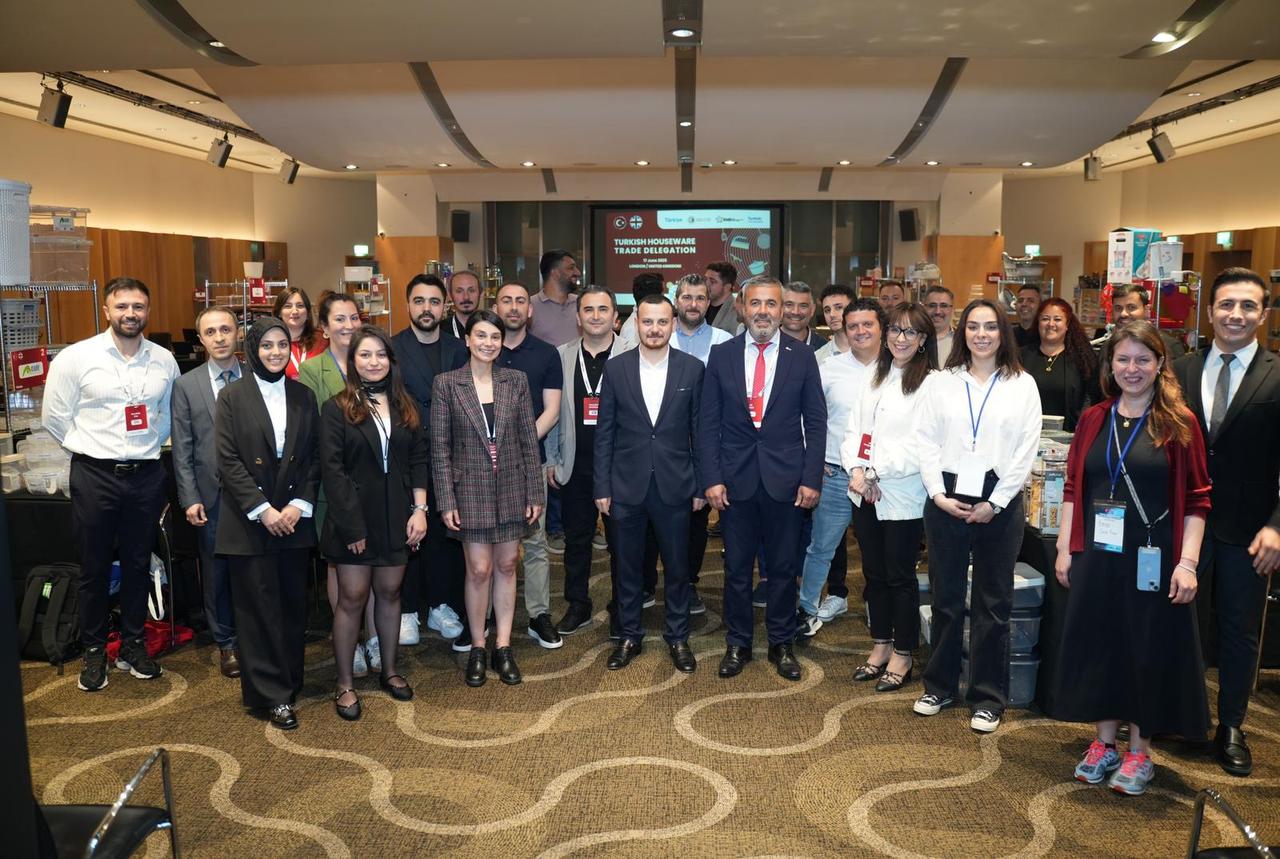 Turkish houseware exporters gather in London as part of a trade mission organized by IKMIB in UK, on June 20, 2025. (AA Photo)