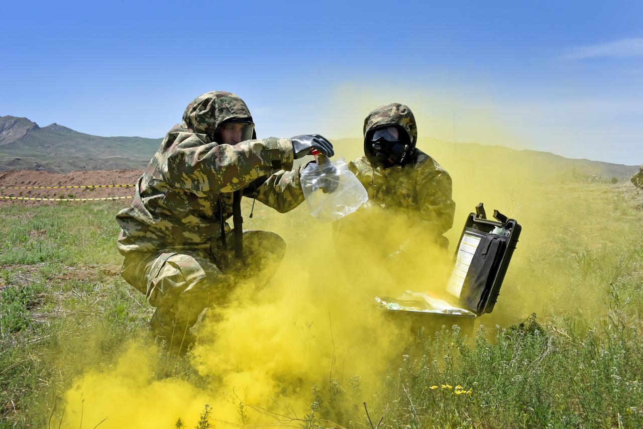 Turkish soldiers operating under the Chemical Biological Radiological and Nuclear Defense and Security Brigade Command, accessed on 22 June, 2025. (Photo via X/@tcsavunma)