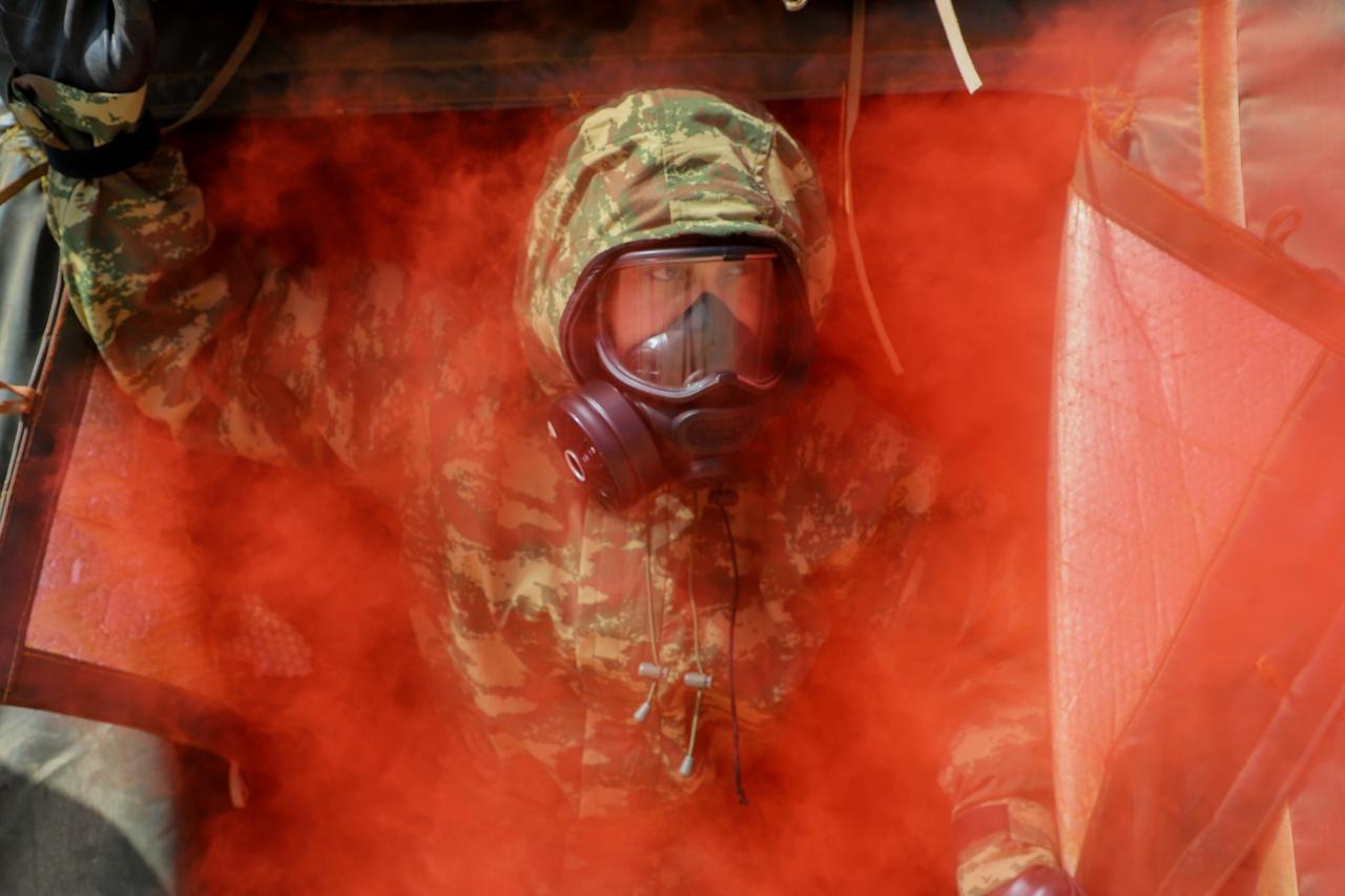 Turkish soldiers operating under the Chemical Biological Radiological and Nuclear Defense and Security Brigade Command, accessed on 22 June, 2025. (Photo via X/@tcsavunma)
