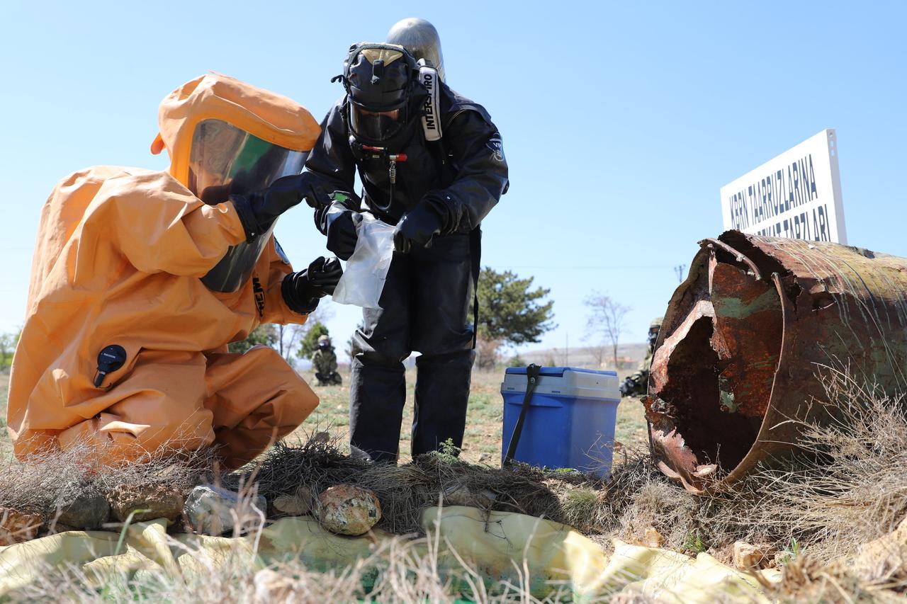 Turkish soldiers operating under the Chemical Biological Radiological and Nuclear Defense and Security Brigade Command, accessed on 22 June, 2025. (Photo via X/@tcsavunma)