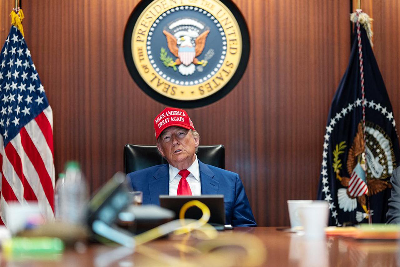 In a photo released by the White House via X, US President Donald Trump is seen in the Situation Room of the White House on June 21, 2025 in Washington, DC. (Photo by WHITE HOUSE / AFP)