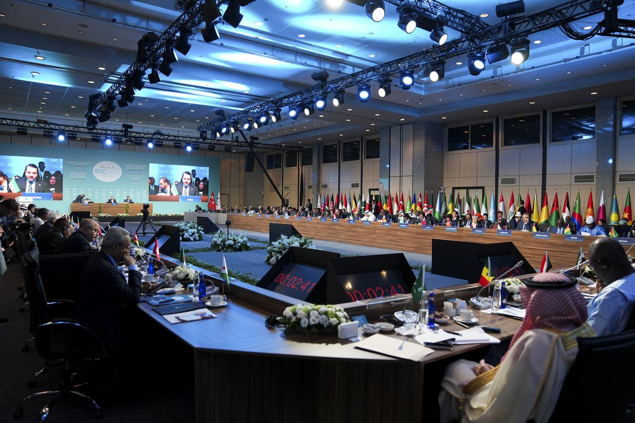 Participants are seen during the 51st Meeting of the Council of Foreign Ministers of the Organization of Islamic Cooperation (OIC) at Lutfi Kirdar International Convention and Exhibition Center in Istanbul, Türkiye, on June 22, 2025. (AA Photo)