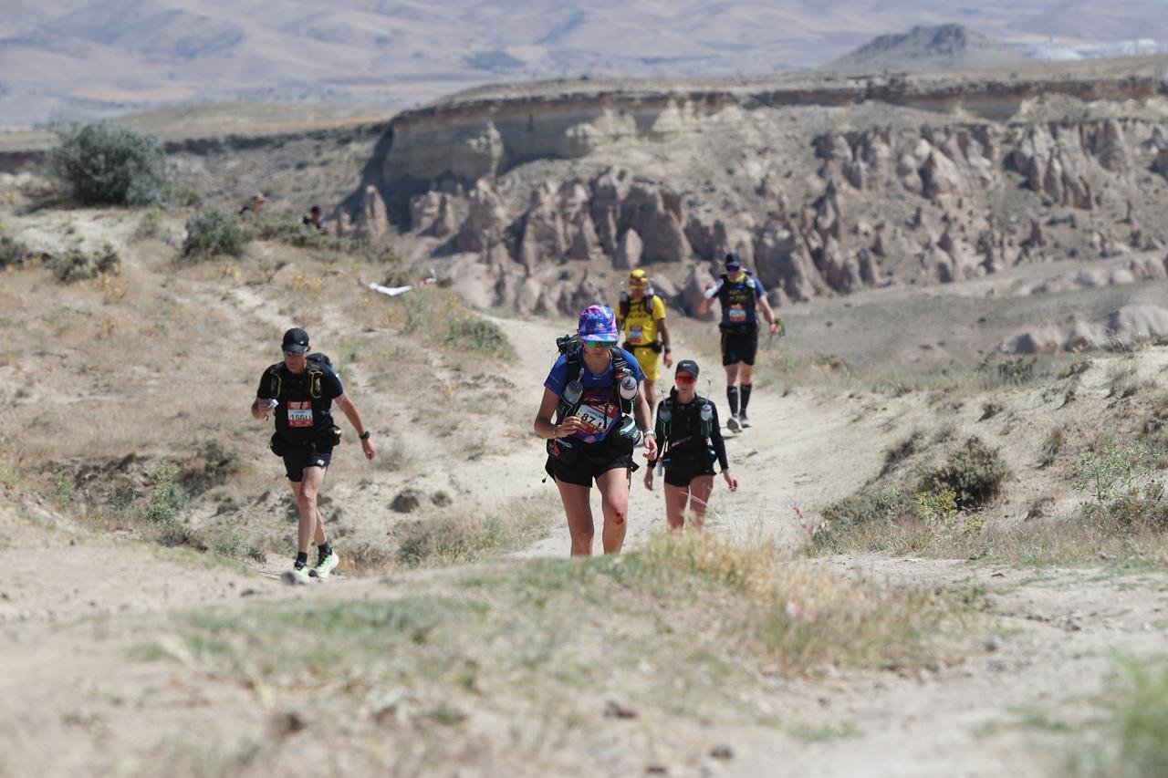 The Cappadocia Desert Marathon with 350 athletes from 25 countries, started in the Urgup district of Nevsehir. (AA Photo)