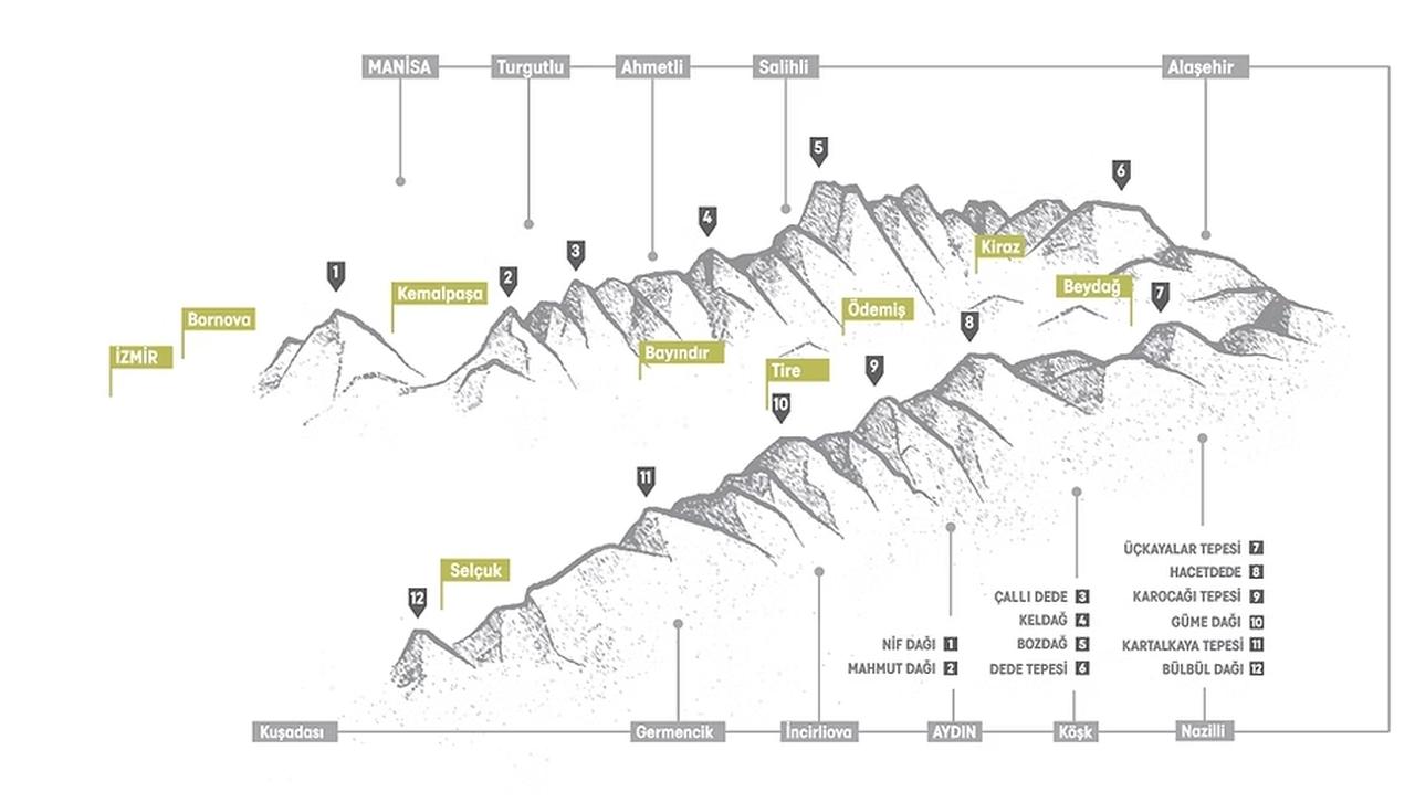 A map showing the culture route of the Efeler Way in Izmir, Türkiye. (Map via efeleryolu.com)