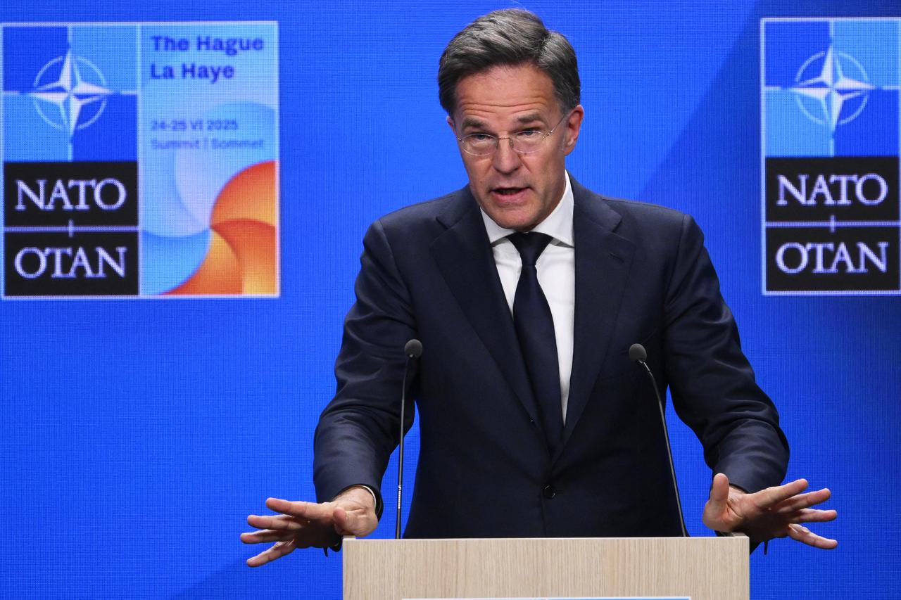 NATO Secretary General Mark Rutte addresses a press conference a day prior to a meeting of The North Atlantic Treaty Organisation (NATO) in The Hague, on June 23, 2025. (AFP Photo)