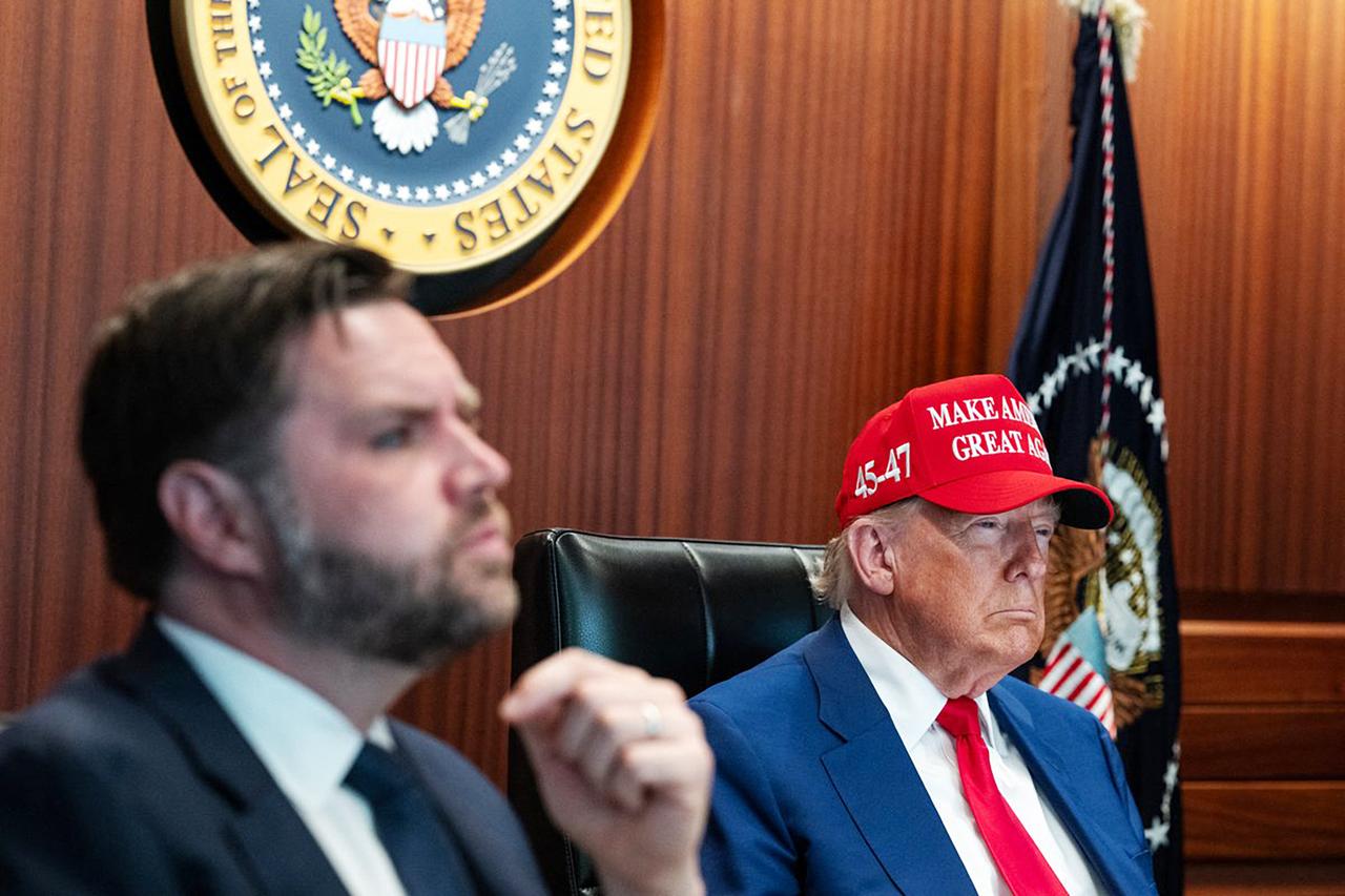 In a photo released by the White House via X, US President Donald Trump (R) and Vice President JD Vance (L) are seen in the Situation Room of the White House in Washington, US on June 21, 2025. (AFP Photo)