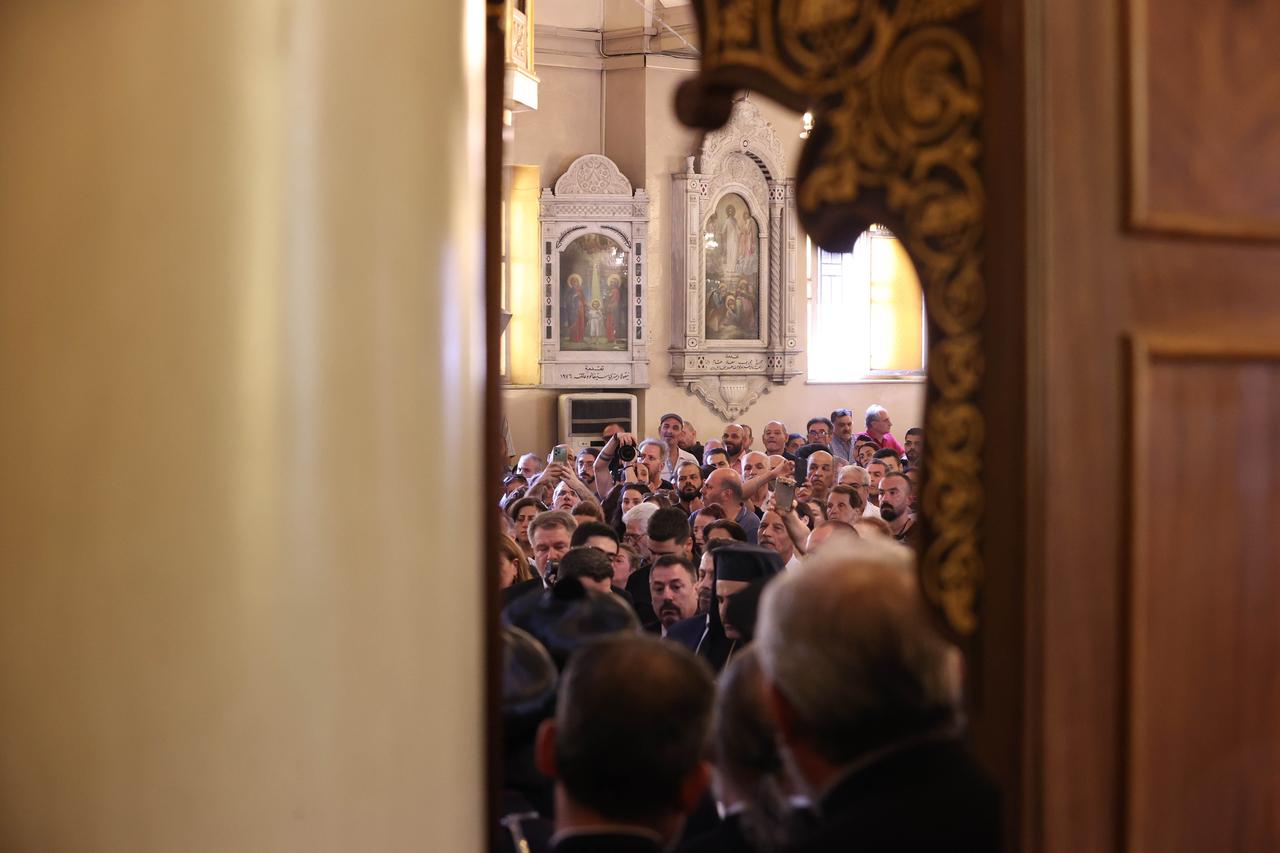 A mass funeral ceremony is held at the Holy Cross Church, for civilians who lost their lives in a terrorist attack targeting the Mar Elias Church in the Al-Qassaa neighborhood of Damascus, Syria, on June 24, 2025,(AA)