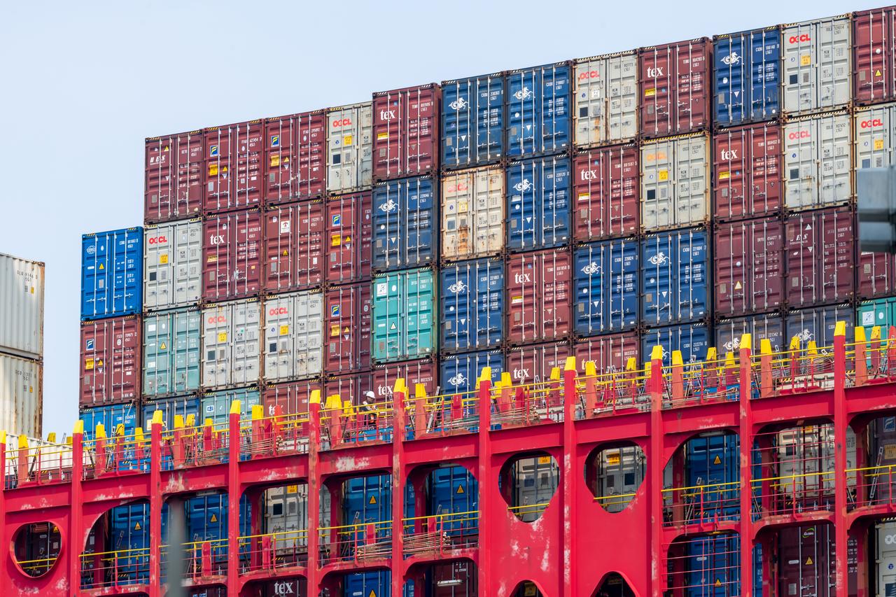 Shipping containers stacked aboard a cargo vessel at the Port of Hong Kong in China, Feb. 18, 2025. (Adobe Stock Photo)