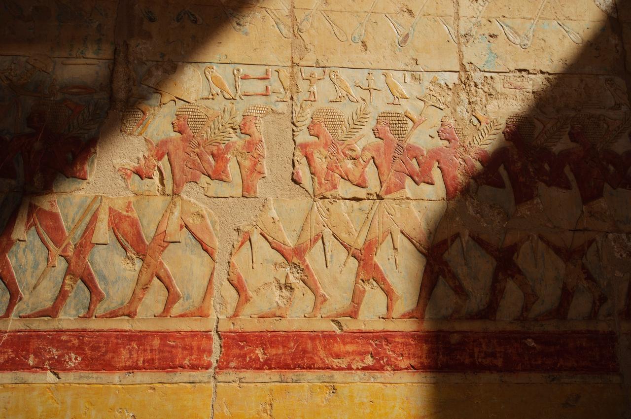 Relief at the Memorial Temple of Hatshepsut. Luxor, Egypt. (Adobe Stock Photo)