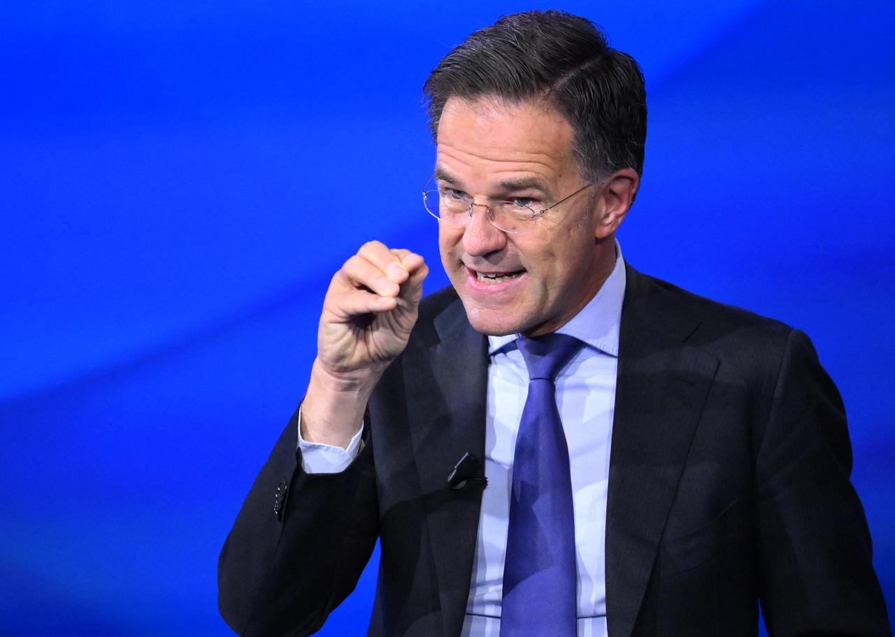 NATO Secretary General Mark Rutte speaks during the NATO Public Forum, part of the meetings of the two-day NATOs Heads of State and Government summit in The Hague on June 24, 2025. (AFP Photo)