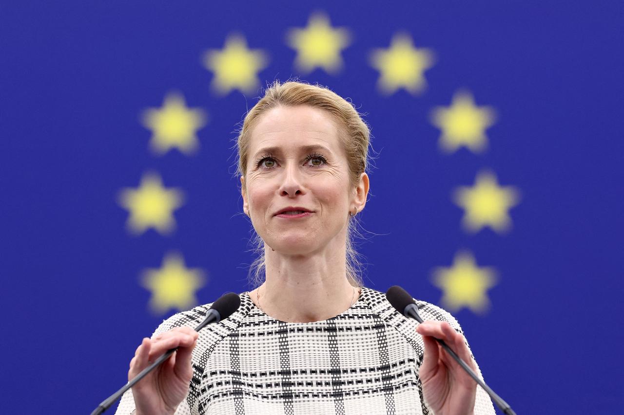 European Union High Representative for Foreign Affairs and Security Policy, Kaja Kallas, speaks during a debate on preparations for the June 24-25 NATO summit in The Hague, at the European Parliament in Strasbourg, eastern France, on June 18, 2025. (AFP Photo)